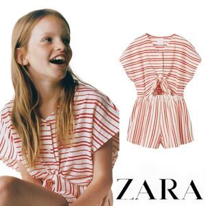 ZARA Kids | Red | STRIPED JUMPSUIT WITH BOW